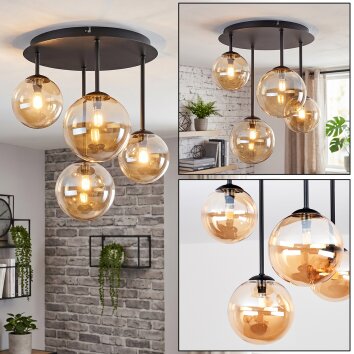 Chehalis plafondlamp 4-lichts met bolvormige kappen in retro vintage stijl
