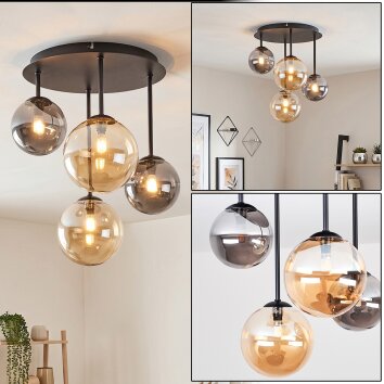 Chehalis 4-lichts plafondlamp met bolvormige kappen, G9, Ø 38 cm, retro