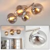 Moderne cluster-plafondlamp Gastor met 4 rookglazen bollen, zandkleurig metalen armatuur