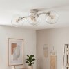 Kogel-plafondlamp Koyoto met 4 heldere glazen schermen, E14, zandkleurig metalen armatuur