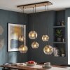 Koyoto 6-lichts E27 hanglamp met bolkappen, langwerpig voor eettafel