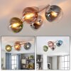 Plafondlamp met glazen bollen Koyoto, glazen bollen in groen, koper, helder en rookkleurig
