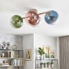 Plafondlamp met glazen bollen Koyoto, glazen bollen in groen, koper, helder en rookkleurig