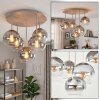Cluster-plafondlamp Koyoto met 5 heldere en rookkleurige glazen bollen, E14