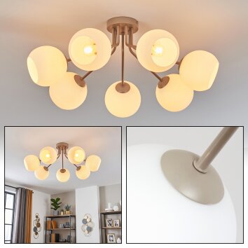Koyoto plafondlamp met bolvormige kappen, 7-lichts, ø 82 cm, retro modern
