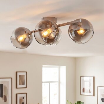 Koyoto 4-lichts plafondlamp met bolvormige kappen, E14, retro vintage