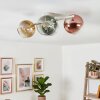 Plafondlamp met glazen bollen Koyoto, clusteropstelling met 4 kappen in bont