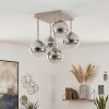 Cluster-plafondlamp Koyoto met rookkleurige glazen bollen ø 15 cm voor de eettafel