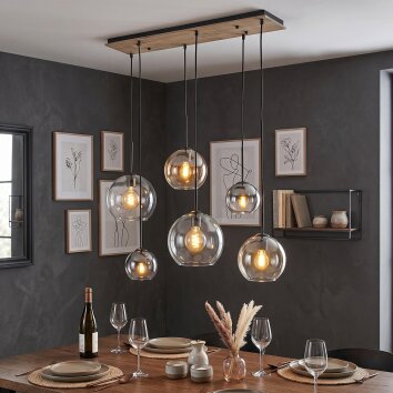 Koyoto 6-lichts hanglamp voor eettafel met bolvormige pendels, E27