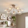 Boho Cluster-plafondlamp Koyoto met 7 heldere glazen bollen, zandkleurig metaal, ø 15 cm
