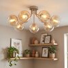 Moderne zandkleurige Cluster-plafondlamp Koyoto met 7 amberkleurige glazen bollen