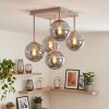 Zandkleurige moderne cluster-plafondlamp Gastor met 5 rookglazen bollen, E14