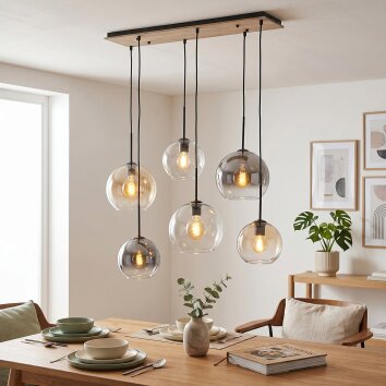 Koyoto hanglamp voor eettafel, 6-lichts E27 met bolvormige pendels
