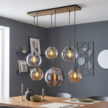 Cluster-hanglamp Koyoto met 6 bollen, verstelbaar bij montage, voor de eettafel