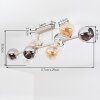 Cluster-plafondlamp Koyoto met 10 glazen bollen in amber, chroom, helder en rookkleurig