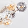 Cluster-plafondlamp Koyoto met 10 glazen bollen in amber, helder en rookkleurig, ø 15 cm
