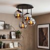 Moderne Cluster-plafondlamp Koyoto met 4 rook- en chromen glazen bollen voor de eettafel
