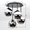 Moderne Cluster-plafondlamp Koyoto met 4 rook- en chromen glazen bollen voor de eettafel