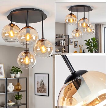 Koyoto retro plafondlamp met bolkappen, 4-lichts E14, ø 38 cm, voor woonkamer