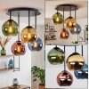 Koyoto plafondlamp met globe kappen, 4-lichts rond ø 25 cm, retro vintage