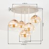 Gastor ronde retro vintage 5-lichts plafondlamp met bolkappen, E14, ø 45 cm
