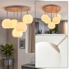 Plafondlamp met glazen bollen Koyoto, cluster met 5 witte kappen voor de eettafel