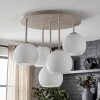 Plafondlamp met glazen bollen Koyoto, cluster met 5 witte kappen voor de eettafel