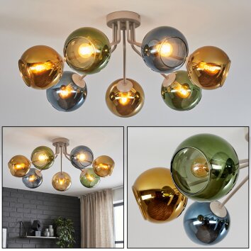 Koyoto retro plafondlamp met bolschermen, 7-armig voor woonkamer en eetkamer