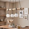 Houten-balk-hanglamp Koyoto, wikkelbare kabels, 4 lichtpunten voor de eettafel