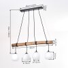 Houten-balk-hanglamp Koyoto, wikkelbare kabels, 4 lichtpunten voor de eettafel