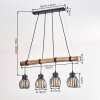 Oravi houten balk hanglamp voor eettafel, 4-lichts E27, lengte 80 cm