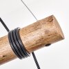 Hout-hanglamp Gondo met massieve stang, vier zwarte kooikappen, lengte 80 cm