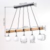 Koyoto houten staaflamp, 5-lichts hanglamp voor eettafel, lengte 100 cm