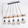 Houtenbalk-hanglamp Gondo met 5 kooikappen, kabels wikkelbaar voor de eettafel