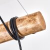 Houtenbalk-hanglamp Gondo met 5 kooikappen, kabels wikkelbaar voor de eettafel