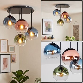 Koyoto retro plafondlamp met bolkappen, 4-lichts, rond, E14, ø 38 cm