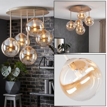 Chehalis retro vintage plafondlamp met bollen, 5-lichts, rond, ø 45 cm, G9