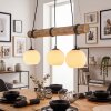 Koyoto 3-lichts eettafel hanglamp met houten balk, E27, lengte 60 cm