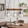Koyoto 3-lichts eettafel hanglamp met houten balk, E27, lengte 60 cm