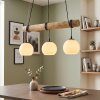 Koyoto 3-lichts eettafel hanglamp met houten balk, E27, lengte 60 cm