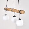 Koyoto 3-lichts eettafel hanglamp met houten balk, E27, lengte 60 cm