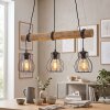 Hanglamp Gondo, natuurlijke houten staaf, kooikappen, lengte 60 cm, wikkelbare kabels