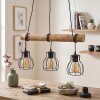 Hanglamp Gondo, natuurlijke houten staaf, kooikappen, lengte 60 cm, wikkelbare kabels