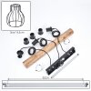 Hanglamp Gondo, natuurlijke houten staaf, kooikappen, lengte 60 cm, wikkelbare kabels