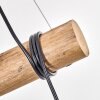 Hanglamp Gondo, natuurlijke houten staaf, kooikappen, lengte 60 cm, wikkelbare kabels