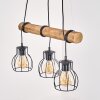 Hanglamp Gondo, natuurlijke houten staaf, kooikappen, lengte 60 cm, wikkelbare kabels