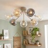 Cluster-plafondlamp Gastor met 7 glazen bollen in amber, helder en rookglas