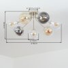 Cluster-plafondlamp Gastor met 7 glazen bollen in amber, helder en rookglas
