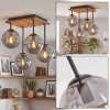 Boho Kogellampje Gastor met houten lamellenplaat en 4 rookglazen bollen, ø 15 cm, E14