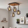 Boho Kogellampje Gastor met houten lamellenplaat en 4 rookglazen bollen, ø 15 cm, E14